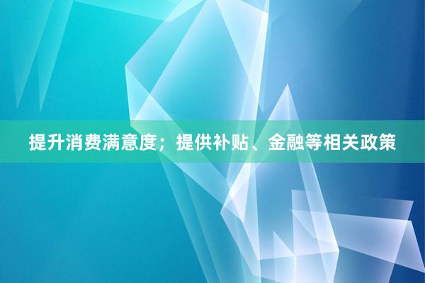 提升消费满意度；提供补贴、金融等相关政策