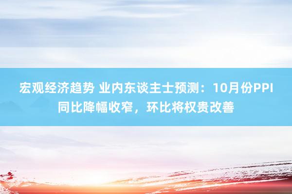 宏观经济趋势 业内东谈主士预测：10月份PPI同比降幅收窄，环比将权贵改善