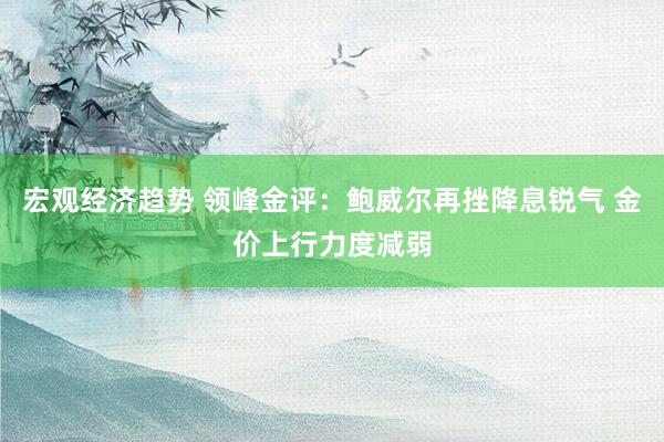 宏观经济趋势 领峰金评：鲍威尔再挫降息锐气 金价上行力度减弱