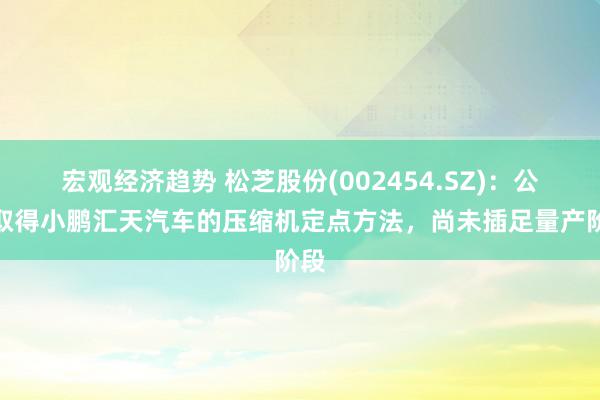 宏观经济趋势 松芝股份(002454.SZ)：公司取得小鹏汇天汽车的压缩机定点方法，尚未插足量产阶段