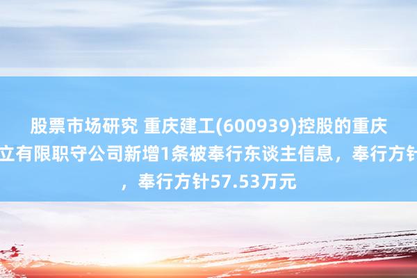 股票市场研究 重庆建工(600939)控股的重庆建工第八设立有限职守公司新增1条被奉行东谈主信息，奉行方针57.53万元