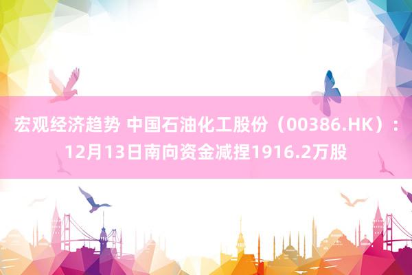 宏观经济趋势 中国石油化工股份（00386.HK）：12月13日南向资金减捏1916.2万股