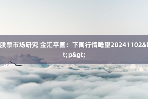 股票市场研究 金汇平直：下周行情瞻望20241102<p>