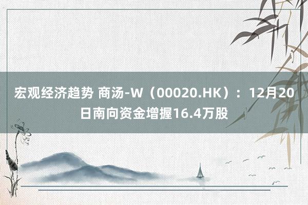 宏观经济趋势 商汤-W（00020.HK）：12月20日南向资金增握16.4万股