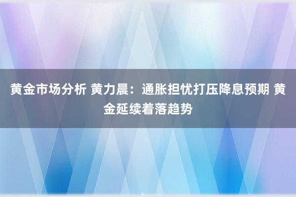 黄金市场分析 黄力晨：通胀担忧打压降息预期 黄金延续着落趋势