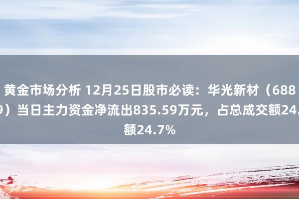 黄金市场分析 12月25日股市必读：华光新材（688379）当日主力资金净流出835.59万元，占总成交额24.7%