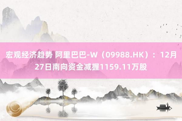 宏观经济趋势 阿里巴巴-W（09988.HK）：12月27日南向资金减握1159.11万股