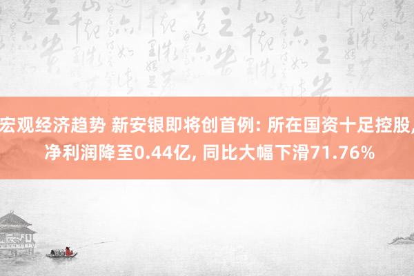 宏观经济趋势 新安银即将创首例: 所在国资十足控股, 净利润降至0.44亿, 同比大幅下滑71.76%