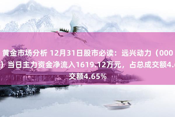 黄金市场分析 12月31日股市必读：远兴动力（000683）当日主力资金净流入1619.12万元，占总成交额4.65%