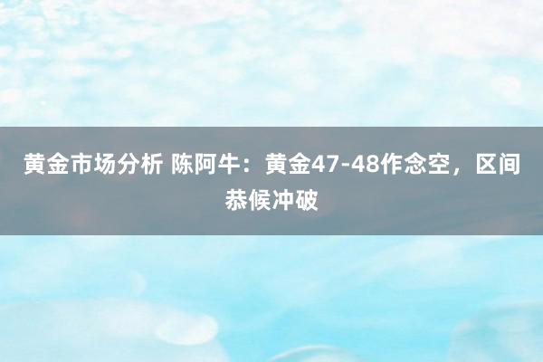 黄金市场分析 陈阿牛：黄金47-48作念空，区间恭候冲破