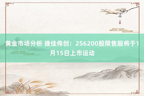 黄金市场分析 捷佳伟创：256200股限售股将于1月15日上市运动