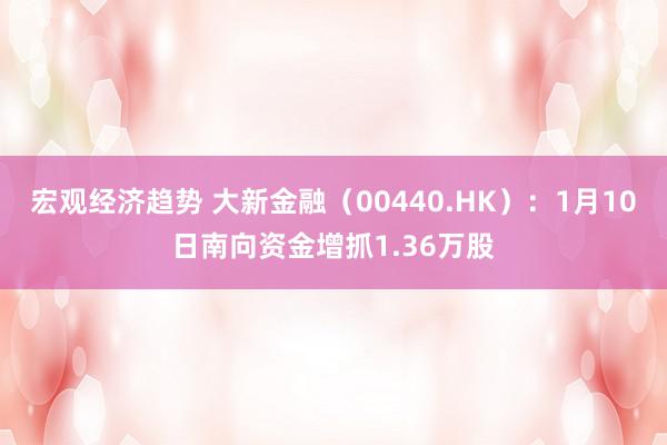 宏观经济趋势 大新金融（00440.HK）：1月10日南向资金增抓1.36万股