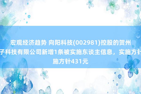 宏观经济趋势 向阳科技(002981)控股的贺州向阳电子科技有限公司新增1条被实施东谈主信息，实施方针431元