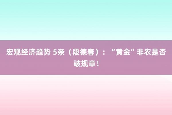 宏观经济趋势 5奈（段德春）：“黄金”非农是否破规章！