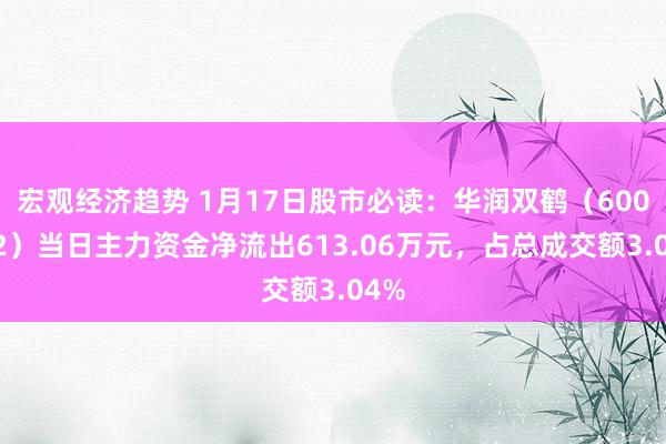 宏观经济趋势 1月17日股市必读：华润双鹤（600062）当日主力资金净流出613.06万元，占总成交额3.04%