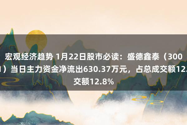 宏观经济趋势 1月22日股市必读：盛德鑫泰（300881）当日主力资金净流出630.37万元，占总成交额12.8%