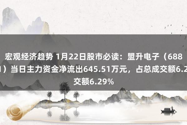 宏观经济趋势 1月22日股市必读：盟升电子（688311）当日主力资金净流出645.51万元，占总成交额6.29%