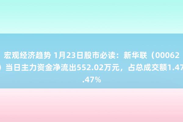 宏观经济趋势 1月23日股市必读：新华联（000620）当日主力资金净流出552.02万元，占总成交额1.47%