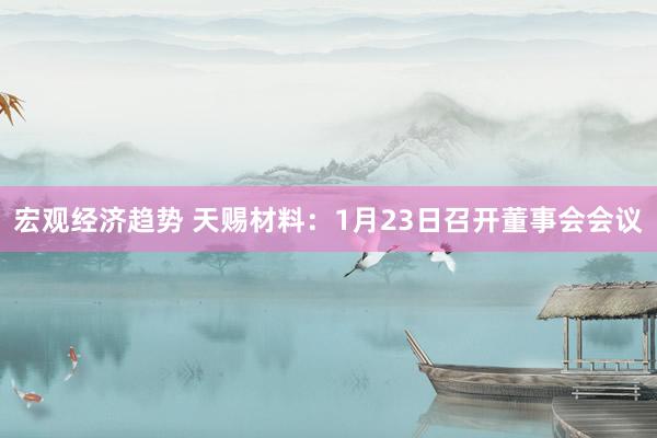 宏观经济趋势 天赐材料：1月23日召开董事会会议