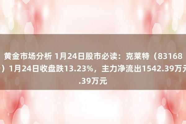 黄金市场分析 1月24日股市必读：克莱特（831689）1月24日收盘跌13.23%，主力净流出1542.39万元