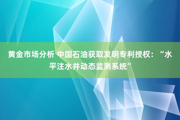 黄金市场分析 中国石油获取发明专利授权：“水平注水井动态监测系统”