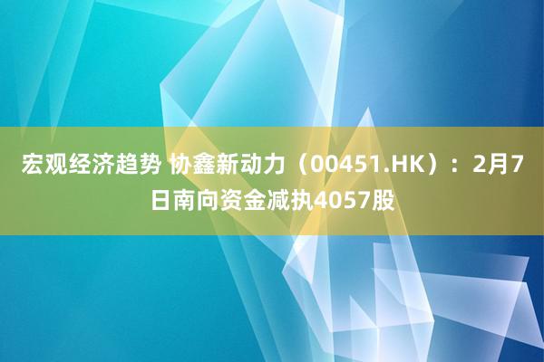 宏观经济趋势 协鑫新动力（00451.HK）：2月7日南向资金减执4057股