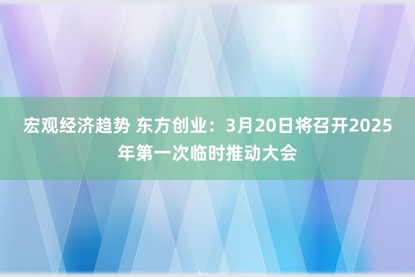 宏观经济趋势 东方创业：3月20日将召开2025年第一次临时推动大会