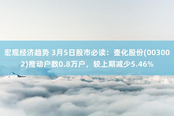 宏观经济趋势 3月5日股市必读：壶化股份(003002)推动户数0.8万户，较上期减少5.46%