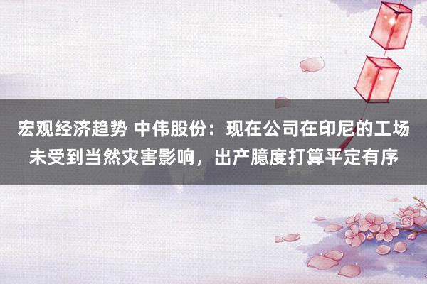 宏观经济趋势 中伟股份：现在公司在印尼的工场未受到当然灾害影响，出产臆度打算平定有序