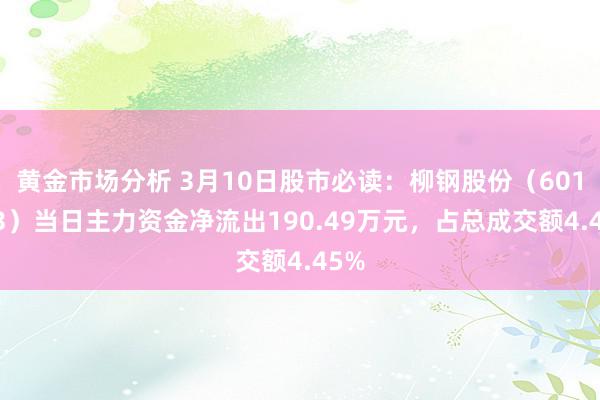 黄金市场分析 3月10日股市必读：柳钢股份（601003）当日主力资金净流出190.49万元，占总成交额4.45%