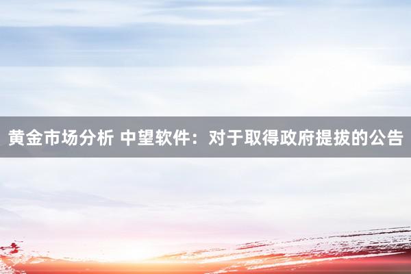 黄金市场分析 中望软件：对于取得政府提拔的公告