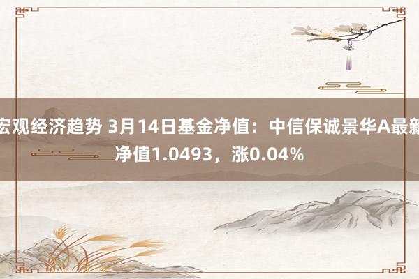 宏观经济趋势 3月14日基金净值：中信保诚景华A最新净值1.0493，涨0.04%