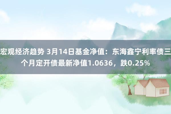 宏观经济趋势 3月14日基金净值：东海鑫宁利率债三个月定开债最新净值1.0636，跌0.25%