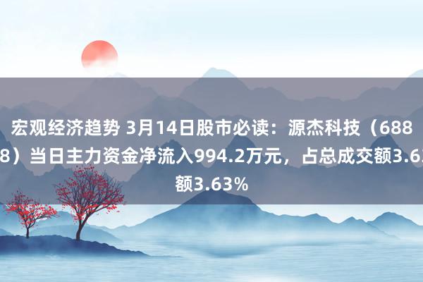 宏观经济趋势 3月14日股市必读：源杰科技（688498）当日主力资金净流入994.2万元，占总成交额3.63%